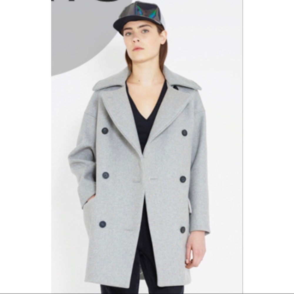 Gray Double breast oversized wool coat